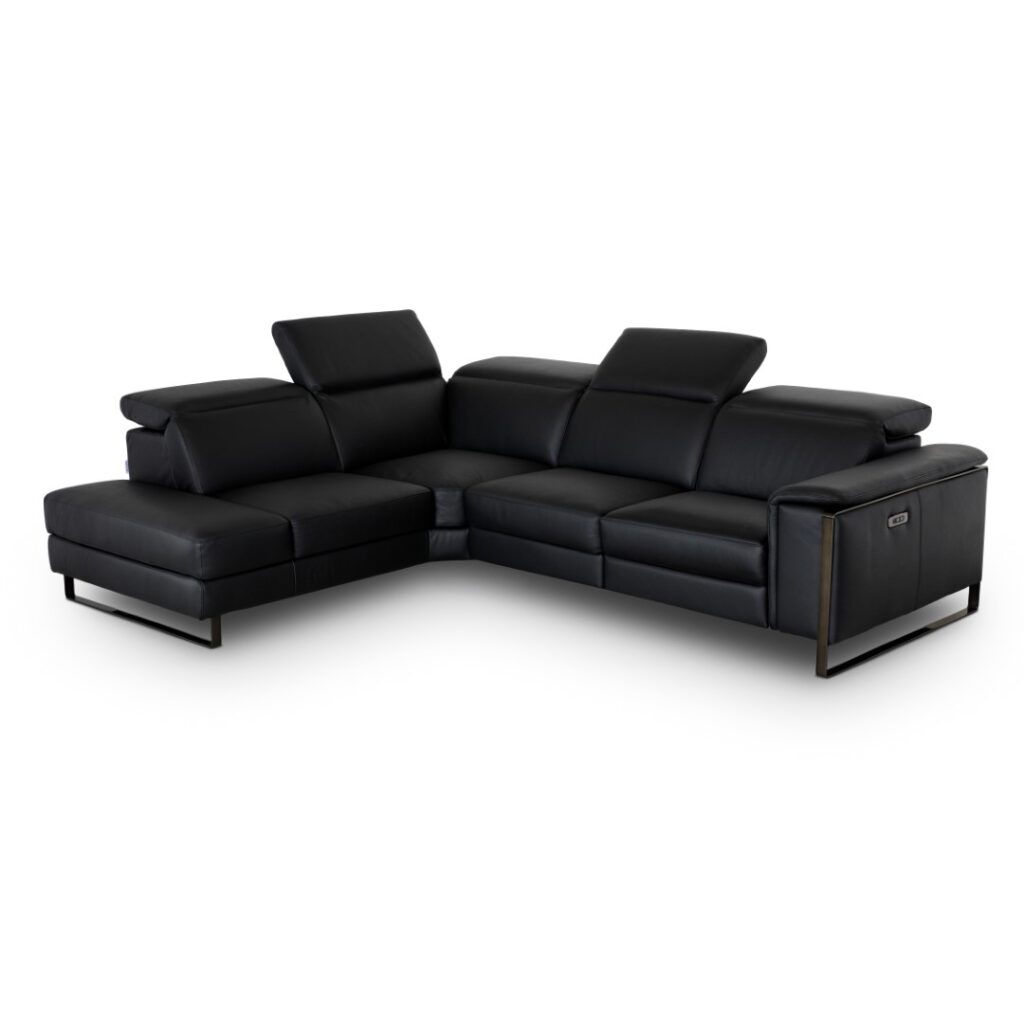 Canapé modulable de salon en cuir noir au design italien épuré
